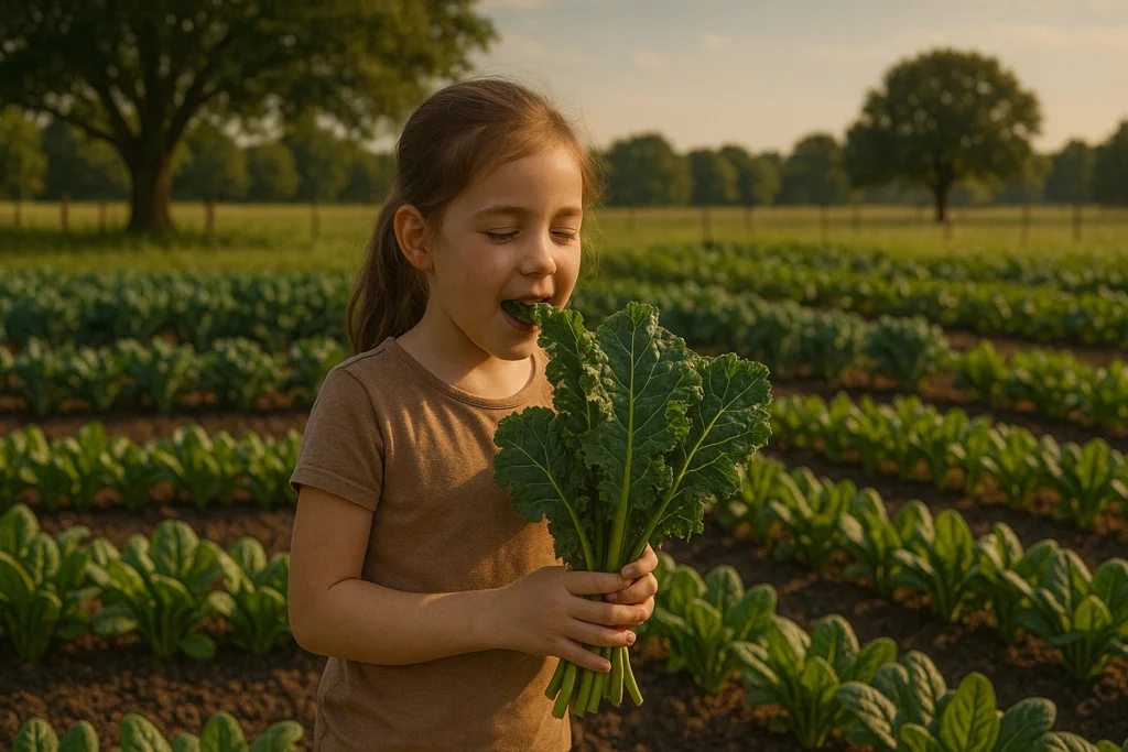 A kid making a healthy choice